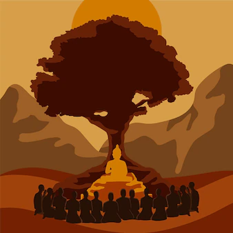 Lord Buddha and his disciples